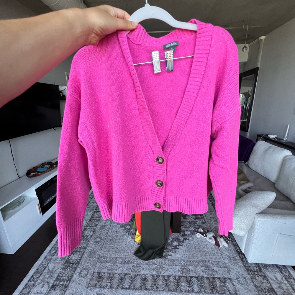 Wild Fable Vibrant Pink Cardigan Sweater